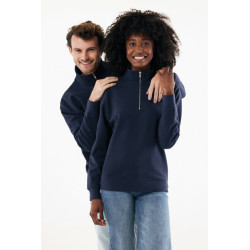 Sweater publicitaire IQONIQ à col montant zippé en coton recyclé Elgon
