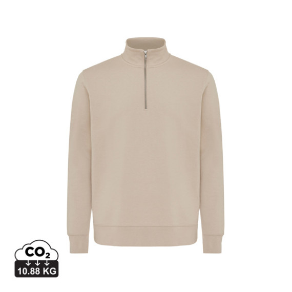 Sweater publicitaire IQONIQ à col montant zippé en coton recyclé Elgon