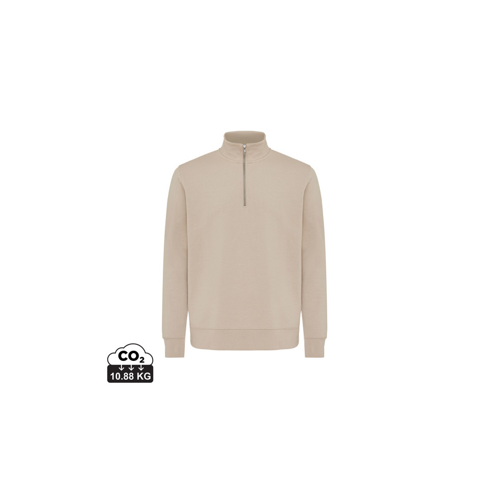 Sweater publicitaire IQONIQ à col montant zippé en coton recyclé Elgon