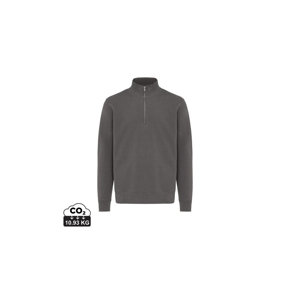 Sweater publicitaire IQONIQ à col montant zippé en coton recyclé Elgon