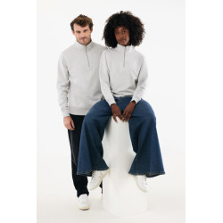 Sweater publicitaire IQONIQ à col montant zippé en coton recyclé Elgon