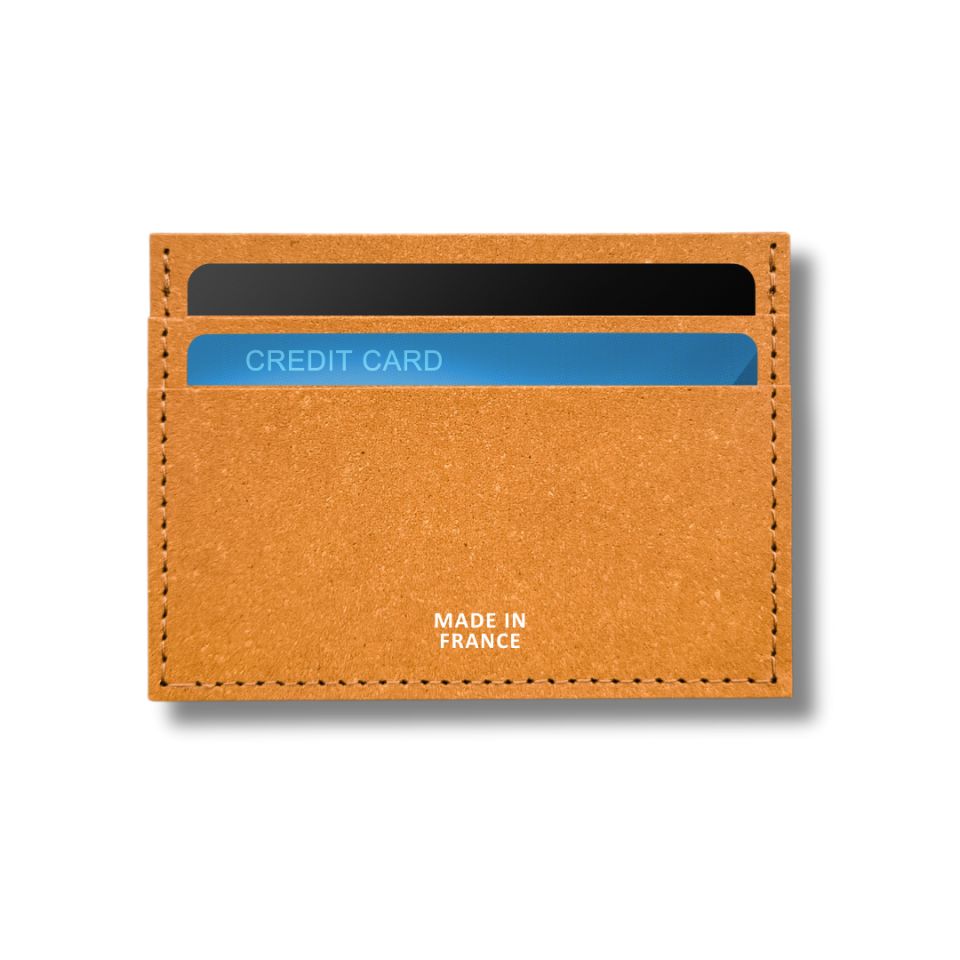 Porte carte classique personnalisé en cuir recyclé fabriqué France