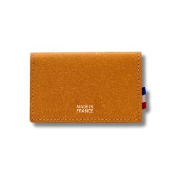 Porte carte classique personnalisé en cuir recyclé fabriqué France Folio