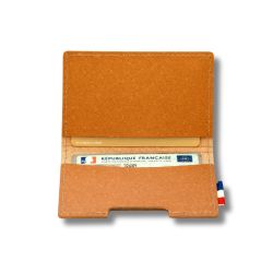 Porte carte classique personnalisé en cuir recyclé fabriqué France Folio