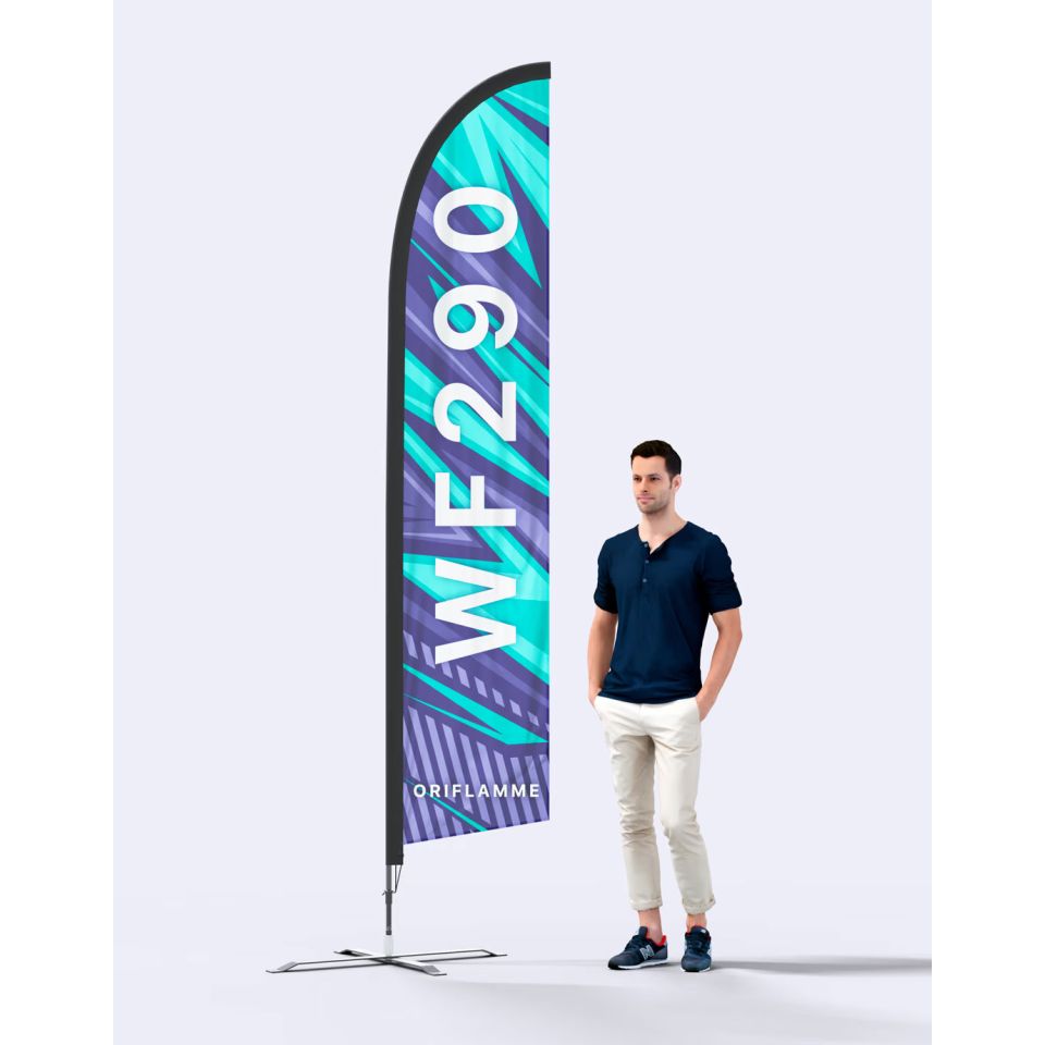 Oriflamme personnalisée aile d’avion hauteur 290 cm