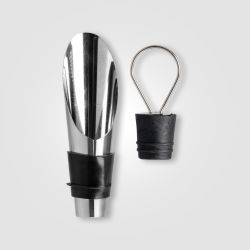 Set cadeau publicitaire Essex accessoires pour vin acier inoxydable et bois FSC Set cadeau publicitaire Essex accessoires pour vin acier inoxydable et bois FSC