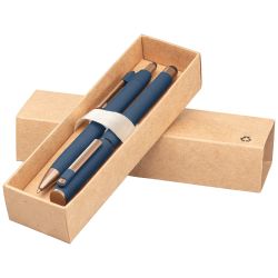 Coffret publicitaire de stylos York en plastique recyclé finition bronze