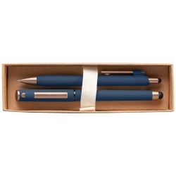 Coffret publicitaire de stylos York en plastique recyclé finition bronze