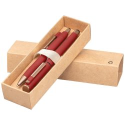 Coffret publicitaire de stylos York en plastique recyclé finition bronze