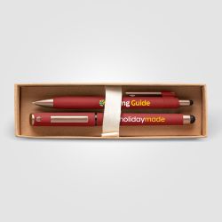 Coffret publicitaire de stylos York en plastique recyclé finition bronze