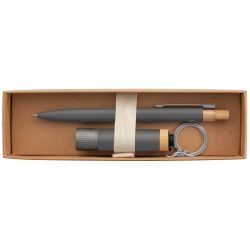 Coffret cadeau personnalisé stylo et lampe torche aluminium recyclé Reborn