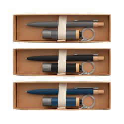 Coffret cadeau personnalisé stylo et lampe torche aluminium recyclé Reborn