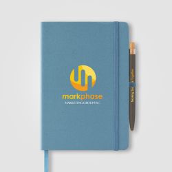 Set stylo et bloc-notes personnalisé à couverture rigide en carton de lait recyclé