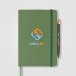 Set stylo et bloc-notes personnalisé à couverture rigide en carton de lait recyclé Set stylo et bloc-notes personnalisé à couverture rigide en carton de lait recyclé