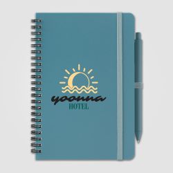 Bloc-notes publicitaire à spirales A5 Höga Repreve® recyclé et stylo