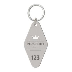 Porte-clés publicitaire en inox ultra-léger et résistant découpe laser
