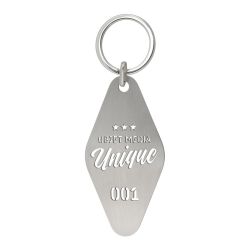 Porte-clés publicitaire en inox ultra-léger et résistant découpe laser