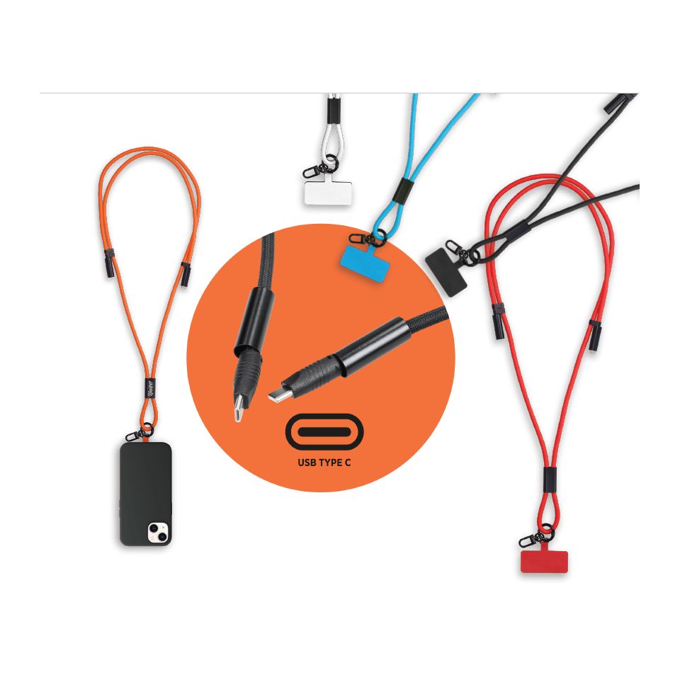 Lanyard personnalisable support mobile avec fonction charge