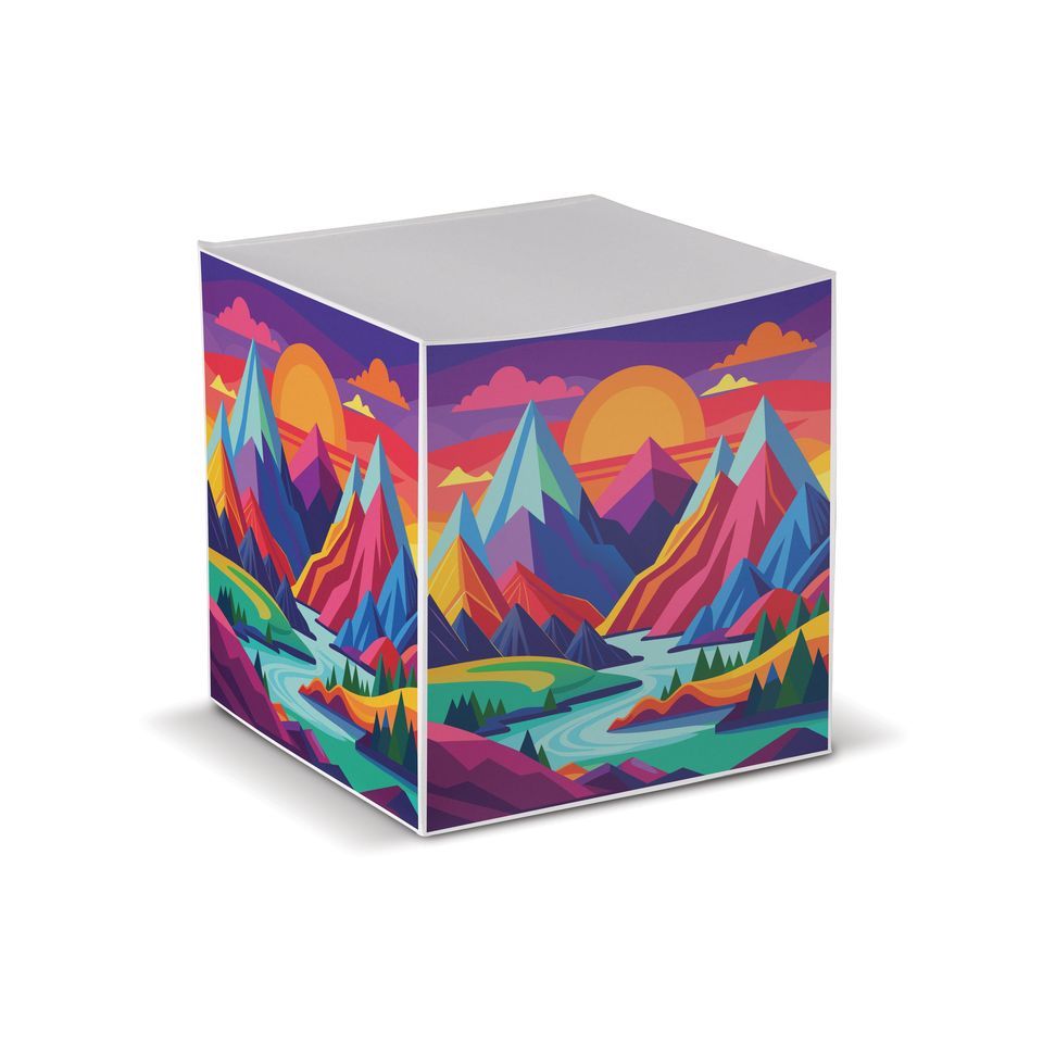 Grand bloc cube mémo papier publicitaire fabriqué en Europe 100x100 mm