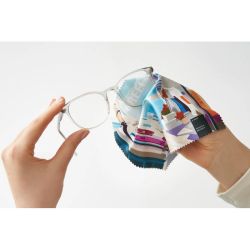 Chiffon personnalisé de nettoyage lunette microfibre avec étui express fabriqué en Europe