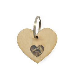 Porte-clé publicitaire graines en bois 45x40mm fabriqué en Europe