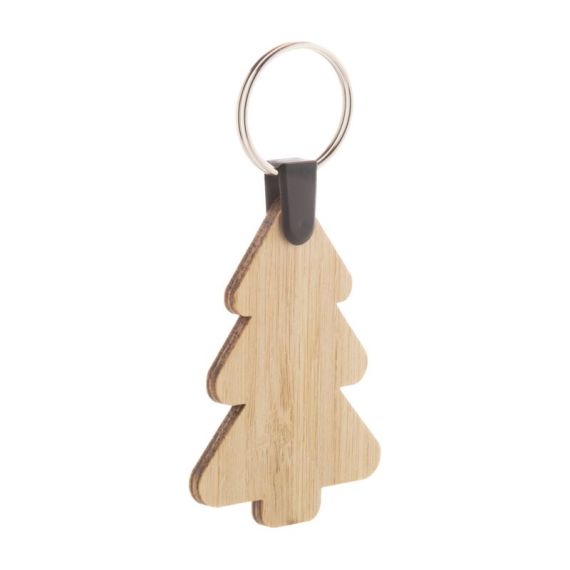 Porte-clés en bambou personnalisé sapin ou étoile de Noël Fabriqué en Europe