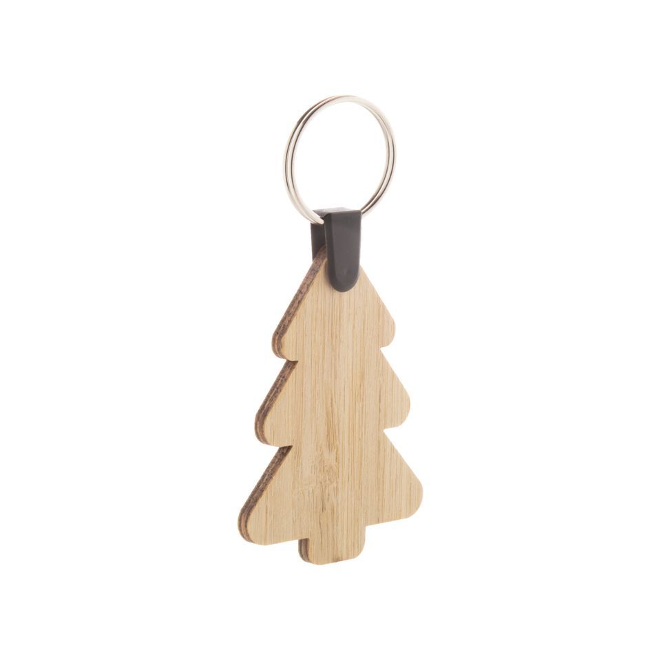 Porte-clés en bambou personnalisé sapin ou étoile de Noël Fabriqué en Europe