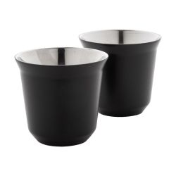 Set de 2 tasses à espresso isolantes personnalisés en acier inoxydable 80 ml