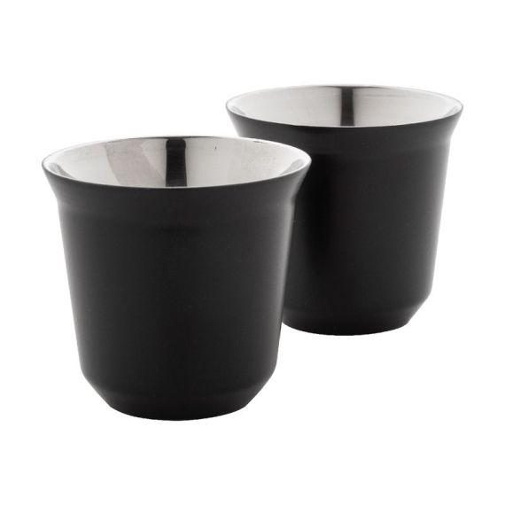 Set de 2 tasses à espresso isolantes personnalisés en acier inoxydable 80 ml