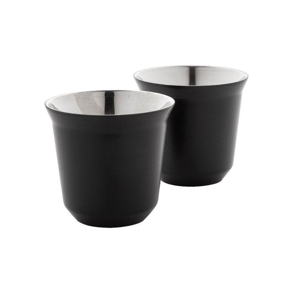 Set de 2 tasses à espresso isolantes personnalisés en acier inoxydable 80 ml
