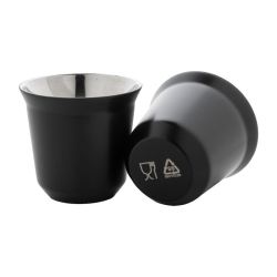 Set de 2 tasses à espresso isolantes personnalisés en acier inoxydable 80 ml