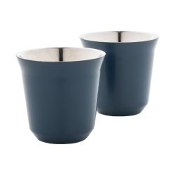 Set de 2 tasses à espresso isolantes personnalisés en acier inoxydable 80 ml