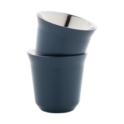 Set de 2 tasses à espresso isolantes personnalisés en acier inoxydable 80 ml