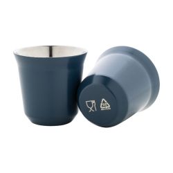 Set de 2 tasses à espresso isolantes personnalisés en acier inoxydable 80 ml