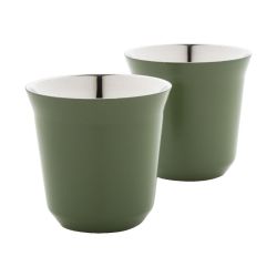 Set de 2 tasses à espresso isolantes personnalisés en acier inoxydable 80 ml