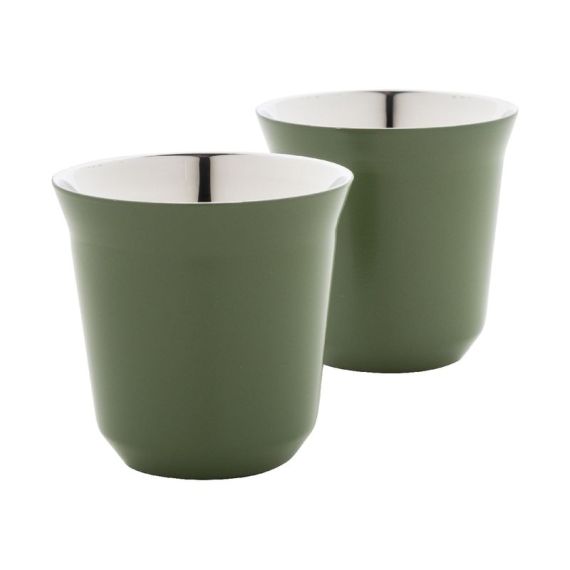 Set de 2 tasses à espresso isolantes personnalisés en acier inoxydable 80 ml