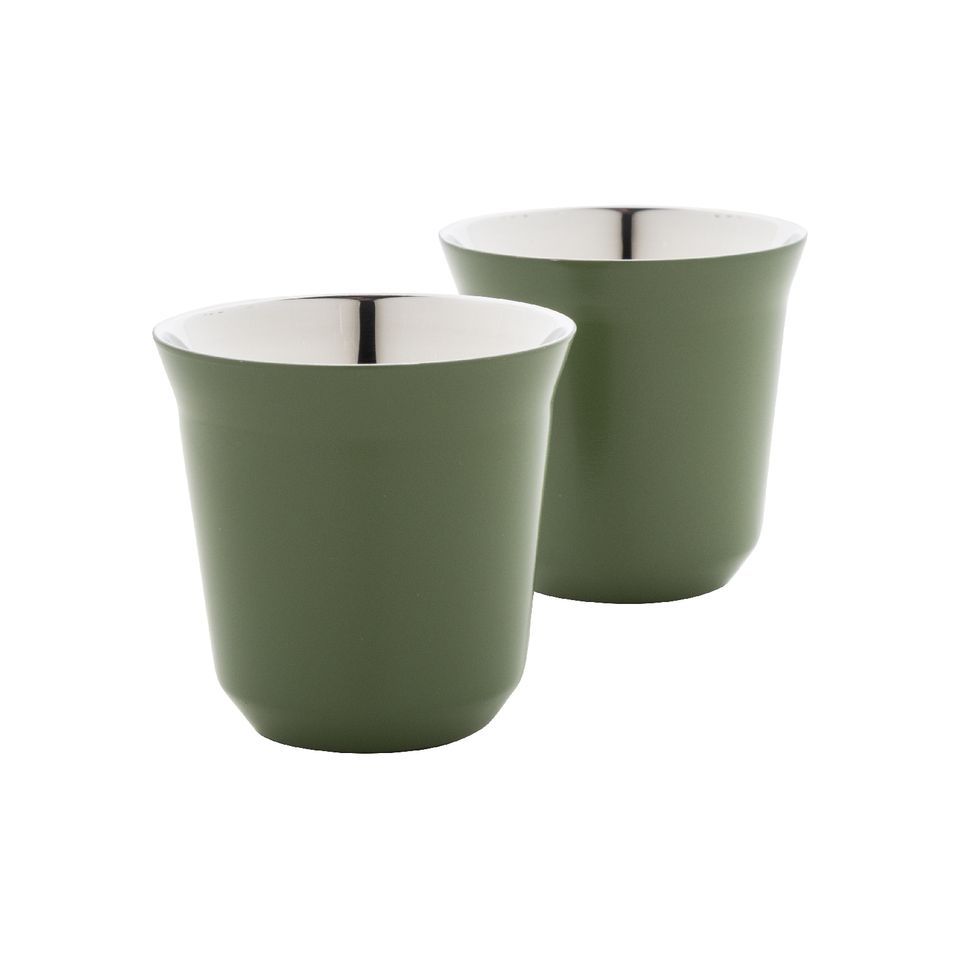 Set de 2 tasses à espresso isolantes personnalisés en acier inoxydable 80 ml