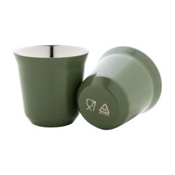 Set de 2 tasses à espresso isolantes personnalisés en acier inoxydable 80 ml
