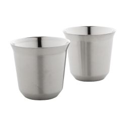 Set de 2 tasses à espresso isolantes personnalisés en acier inoxydable 80 ml