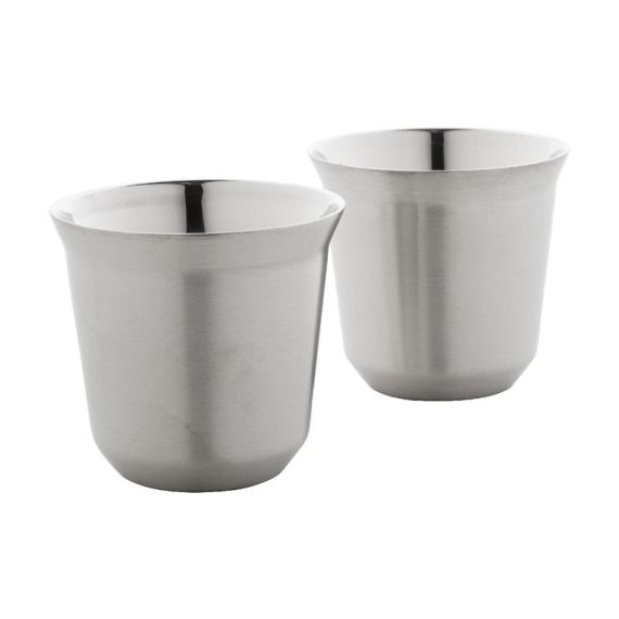Set de 2 tasses à espresso isolantes personnalisés en acier inoxydable 80 ml