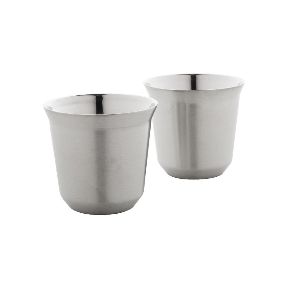 Set de 2 tasses à espresso isolantes personnalisés en acier inoxydable 80 ml