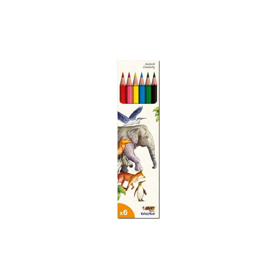 Set de 6 crayons de couleur BIC publicitaire fabriqué en France