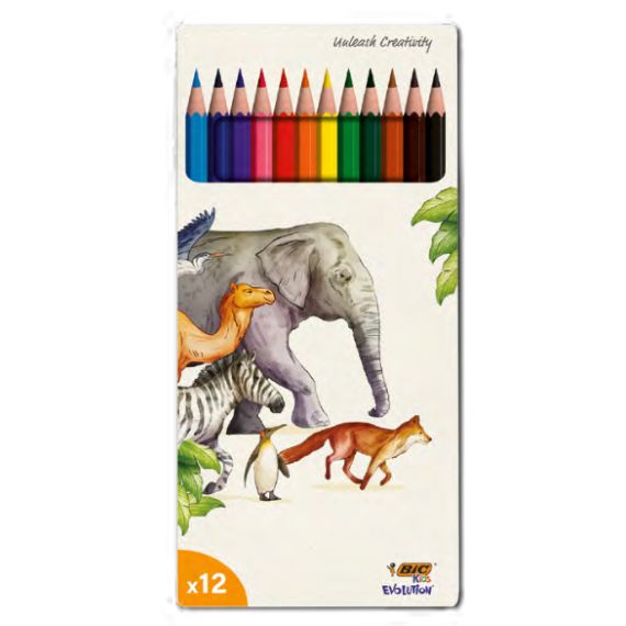 Set de 12 crayons de couleur BIC publicitaire fabriqué en France