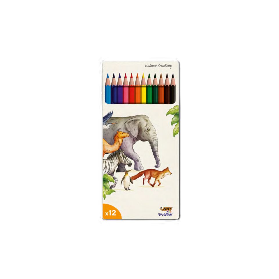 Set de 12 crayons de couleur BIC publicitaire fabriqué en France