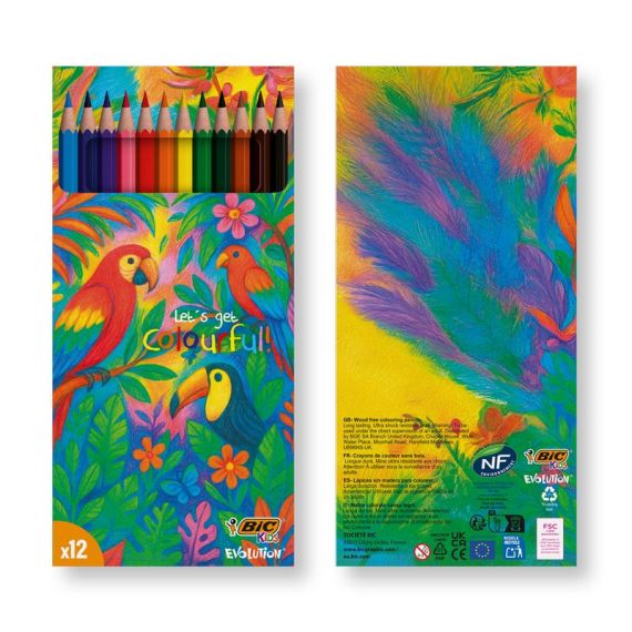 Set de 12 crayons de couleur BIC publicitaire fabriqué en France