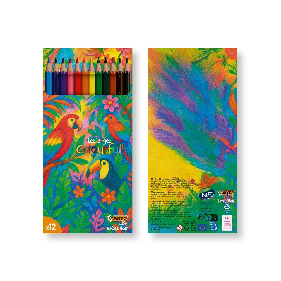 Set de 12 crayons de couleur BIC publicitaire fabriqué en France