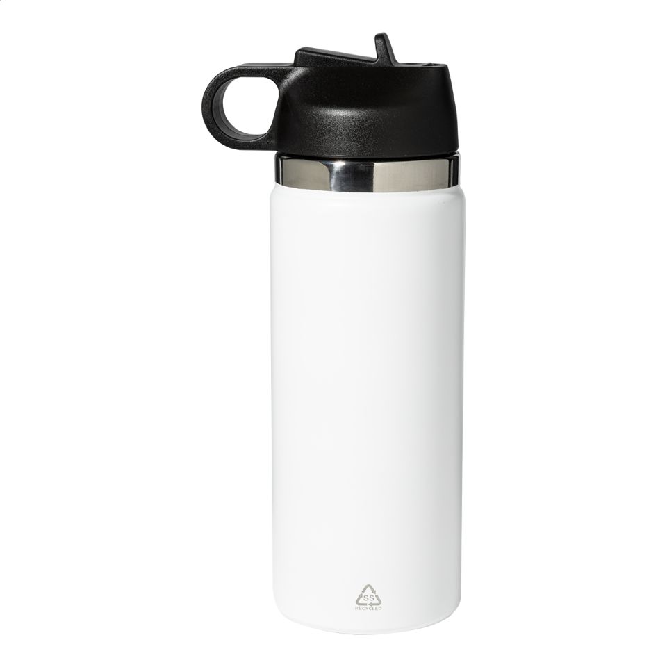 Bouteille isotherme personnalisée double paroi acier inoxydable recyclé avec paille 500 ml