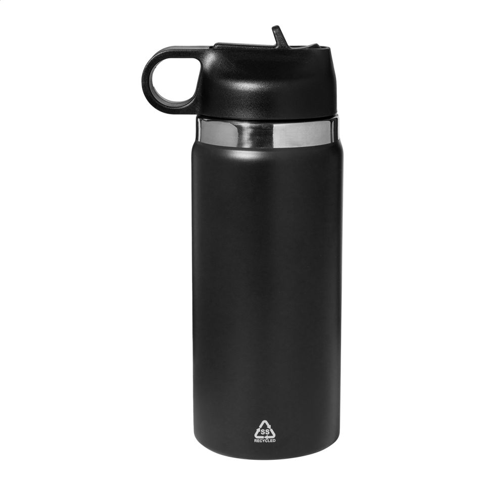 Bouteille isotherme personnalisée double paroi acier inoxydable recyclé avec paille 500 ml