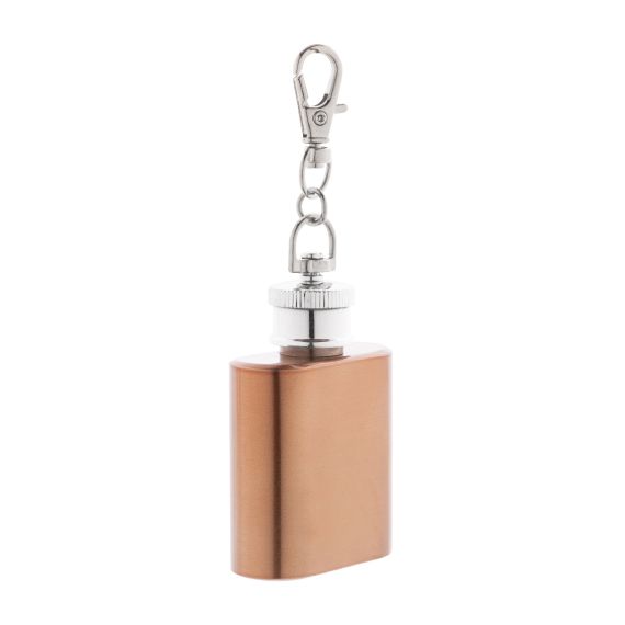 Porte-clés personnalisé mini flasque acier inoxydable recyclé finition brillante 30 ml Porte-clés personnalisé mini flasque acier inoxydable recyclé finition brillante 30 ml