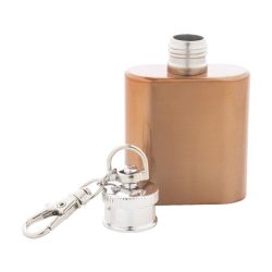 Porte-clés personnalisé mini flasque acier inoxydable recyclé finition brillante 30 ml Porte-clés personnalisé mini flasque acier inoxydable recyclé finition brillante 30 ml